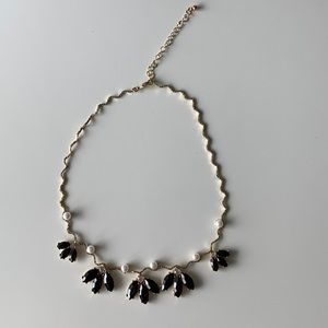 Gold Pearl Black delicate collar necklace